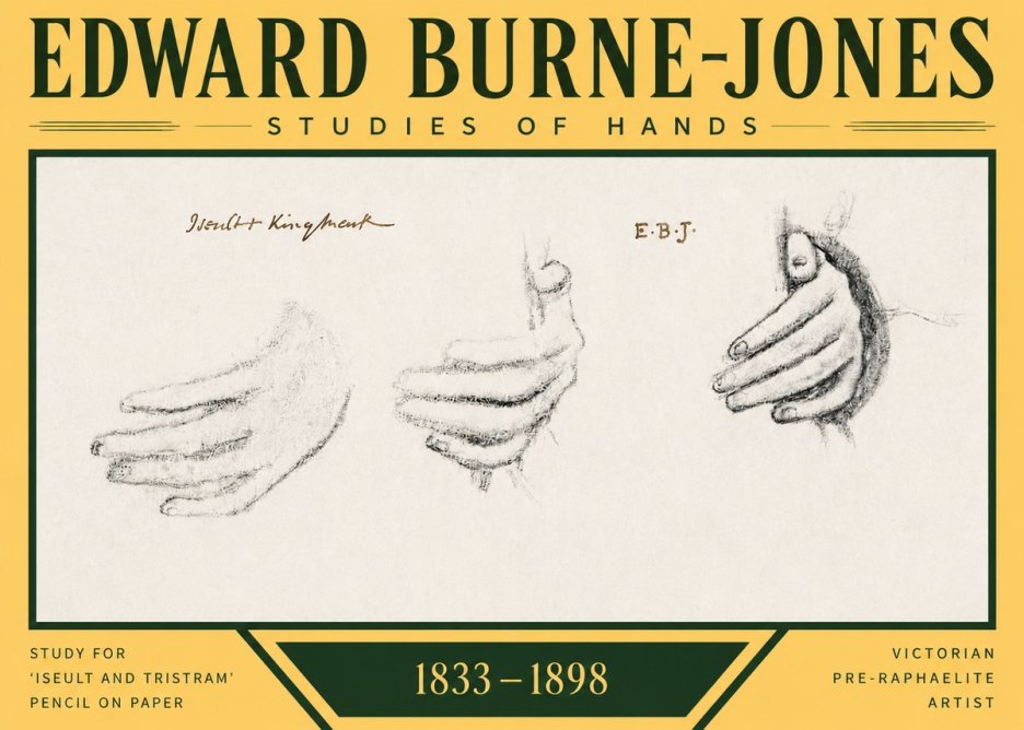 Edward Burne-Jones Study for 'Iseult and Tristram' No3 - Juliste