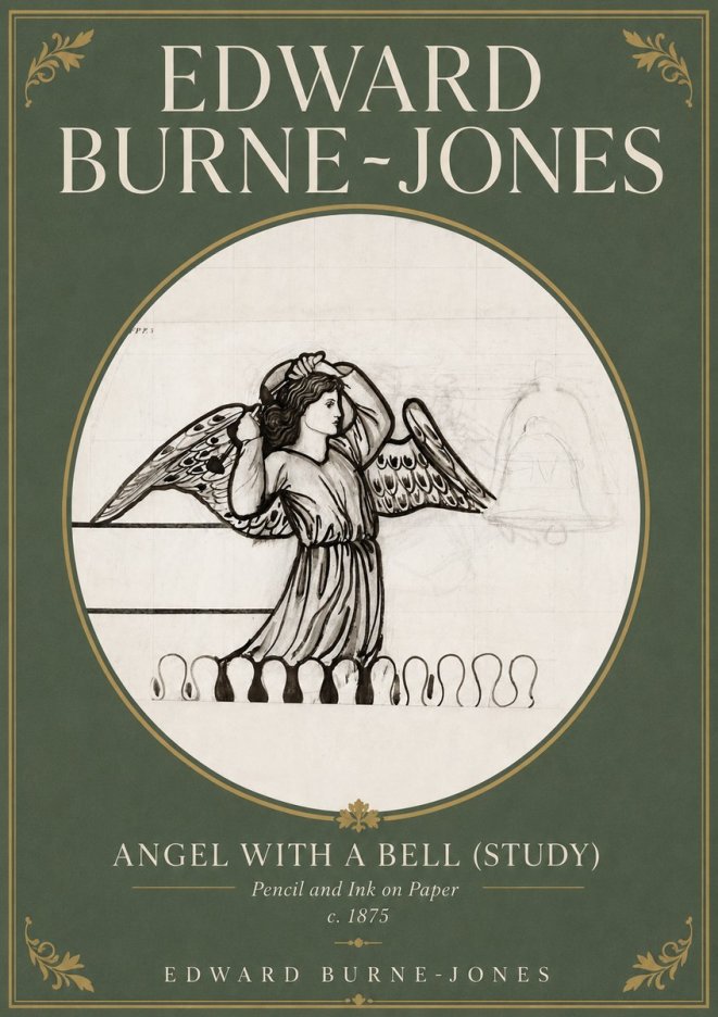 Edward Burne-Jones Angel with a Bell (Study) No4 - Juliste