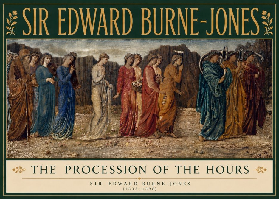 Edward Burne-Jones The Procession of the Hours No5 - Juliste