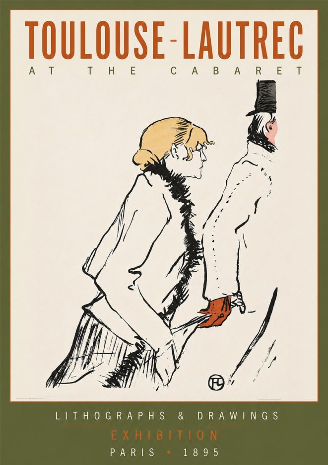 Toulouse-Lautrec At the Cabaret No2 - Juliste