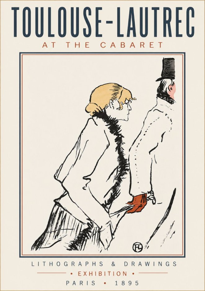 Toulouse-Lautrec At the Cabaret No3 - Juliste