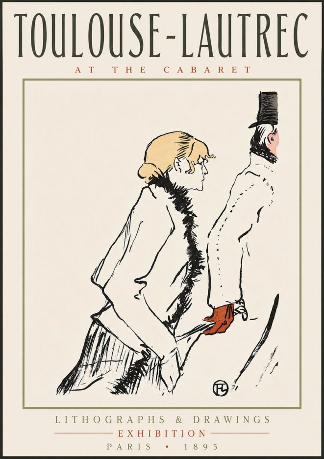 Toulouse-Lautrec At the Cabaret No4 - Juliste