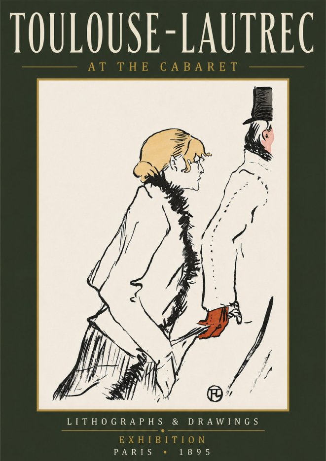 Toulouse-Lautrec At the Cabaret No6 - Juliste