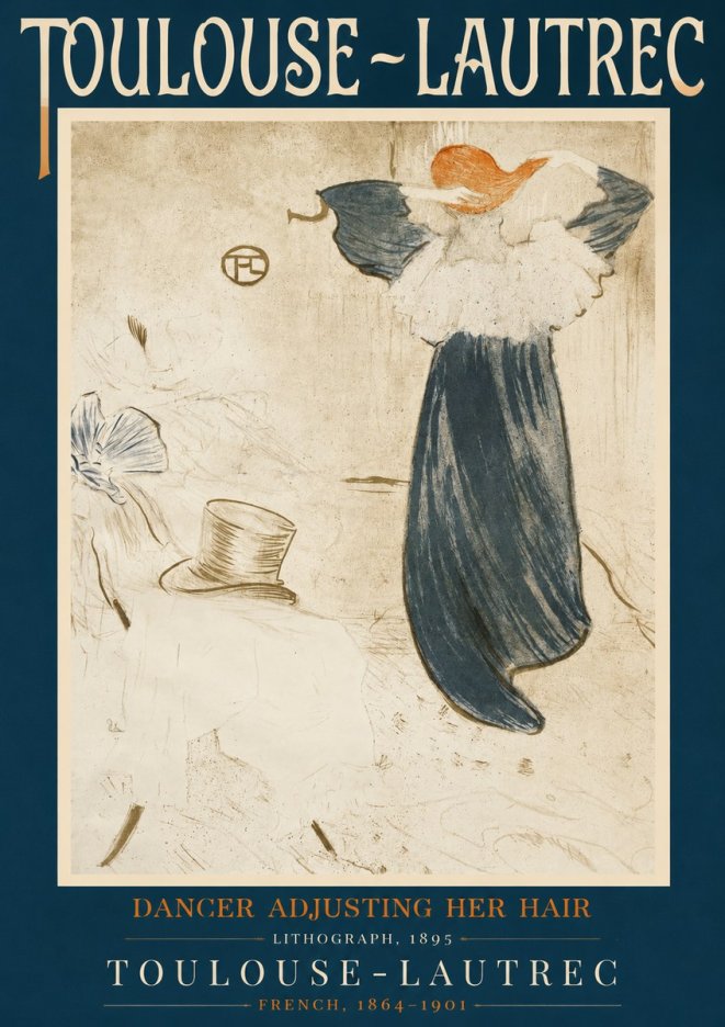 Toulouse-Lautrec Dancer Adjusting Her Hair No2 - Juliste