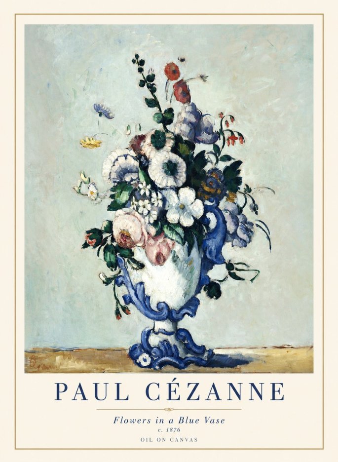 Paul Cézanne Flowers in a Blue Vase No1 - Juliste