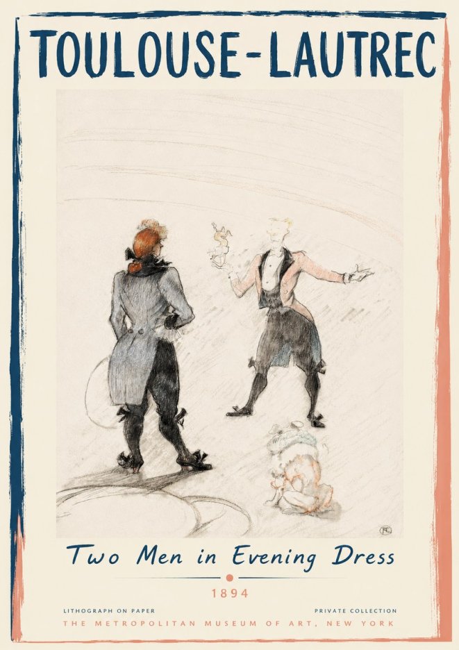 Toulouse-Lautrec Two Men in Evening Dress No3 - Juliste