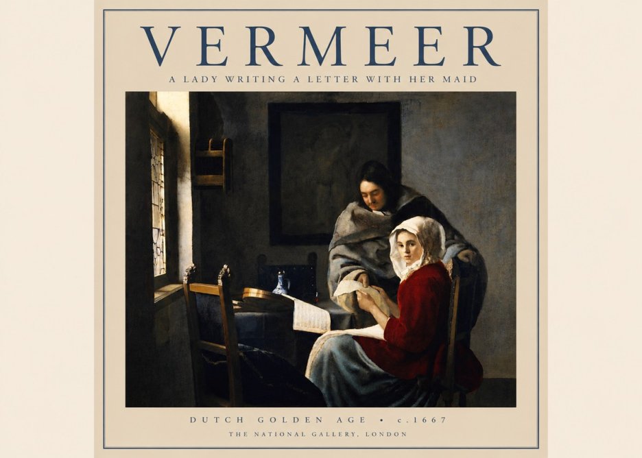 Vermeer A Lady Writing a Letter with Her Maid I No4 - Juliste