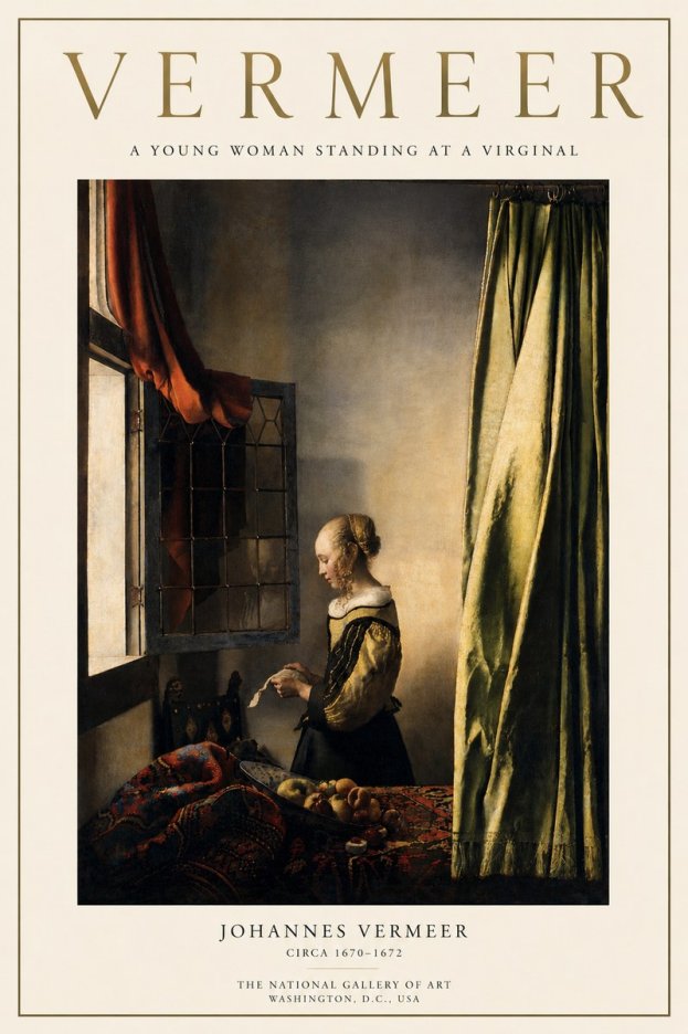 Vermeer A Young Woman Standing at a Virginal No3 - Juliste