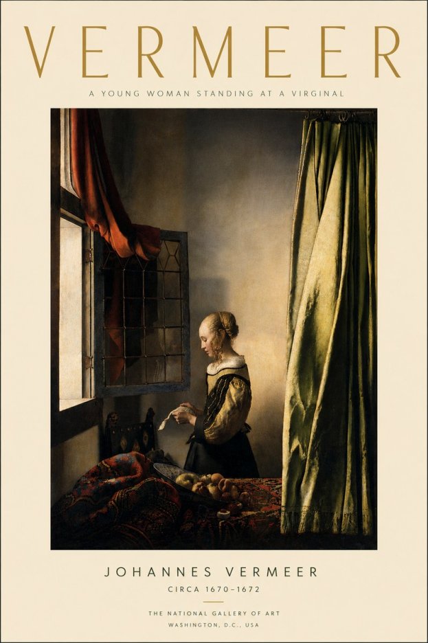Vermeer A Young Woman Standing at a Virginal No4 - Juliste