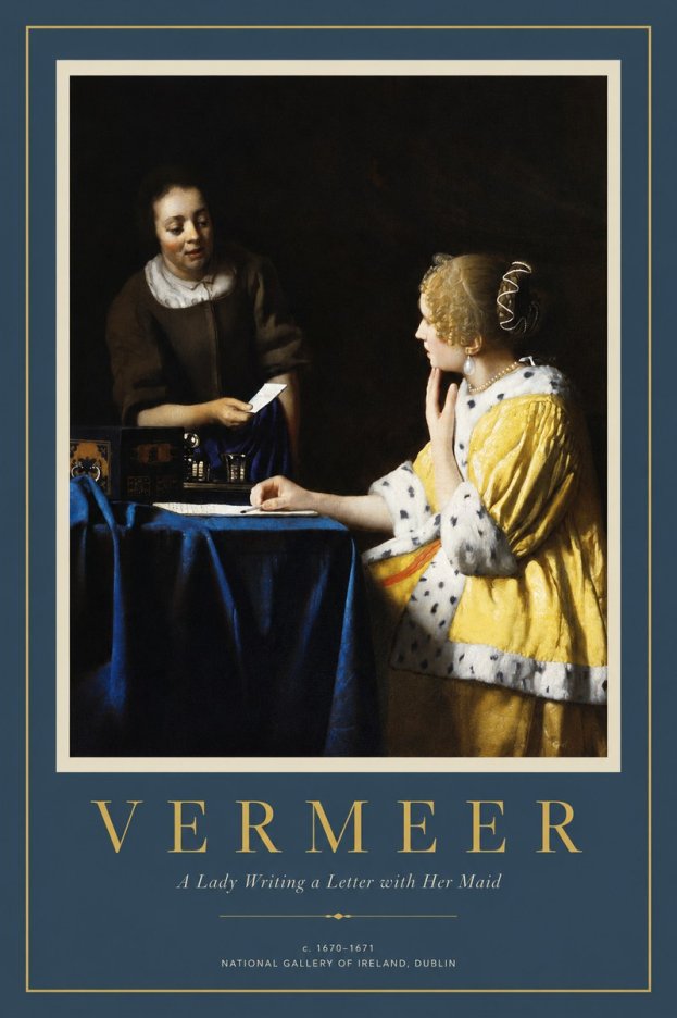 Vermeer A Lady Writing a Letter with Her Maid II No2 - Juliste