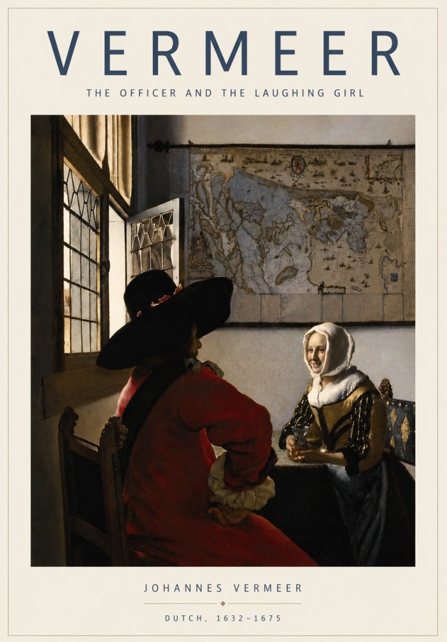 Vermeer The Officer and the Laughing Girl No4 - Juliste