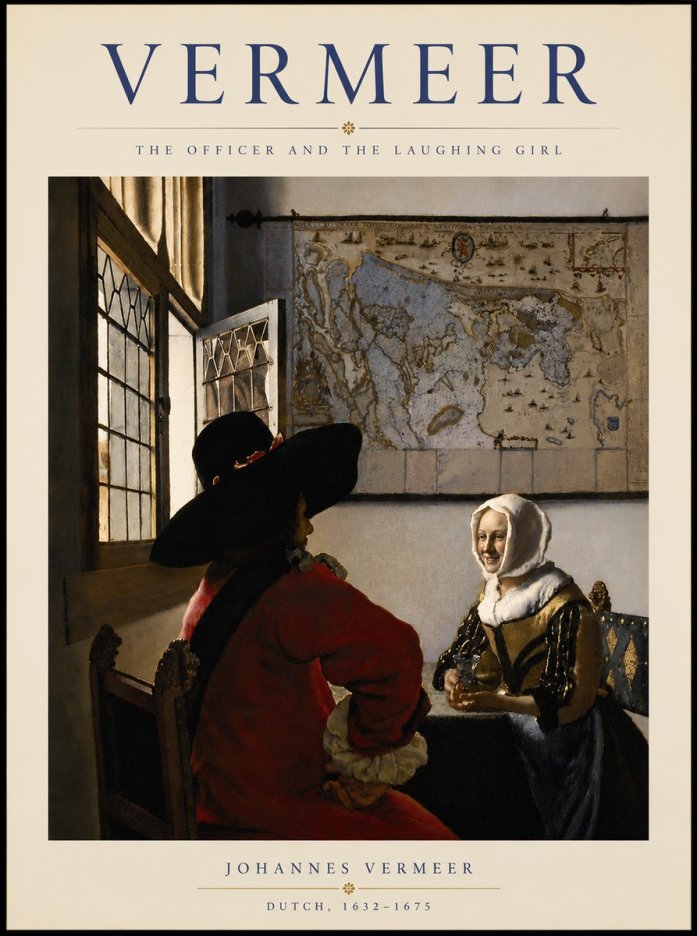 Vermeer The Officer and the Laughing Girl No5 - Juliste