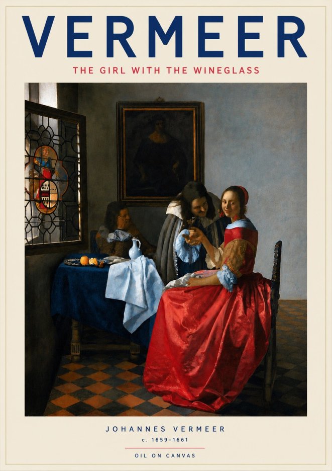 Vermeer The Girl with the Wineglass No5 - Juliste