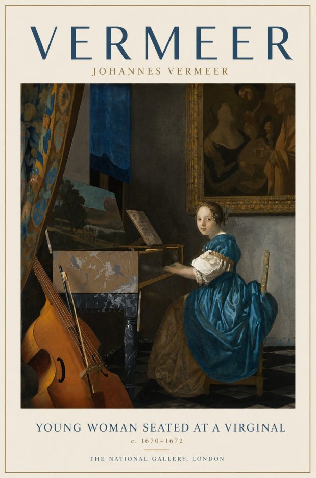 Vermeer Young Woman Seated at a Virginal No3 - Juliste