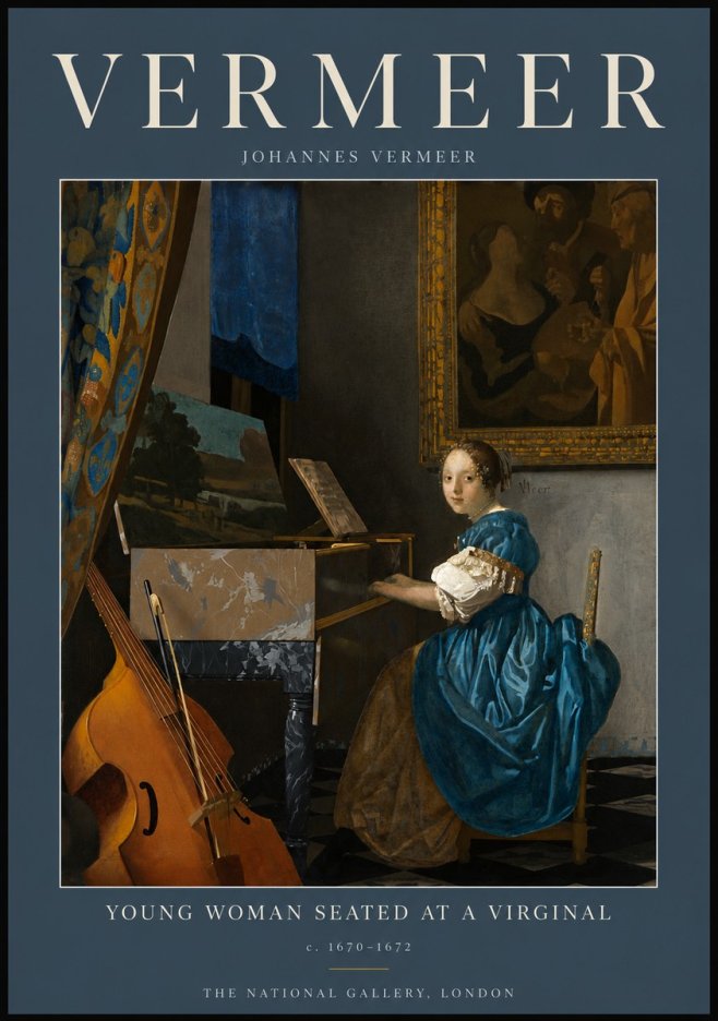 Vermeer Young Woman Seated at a Virginal No5 - Juliste