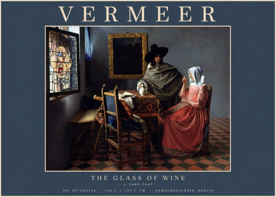 Vermeer The Glass of Wine No4 - Juliste