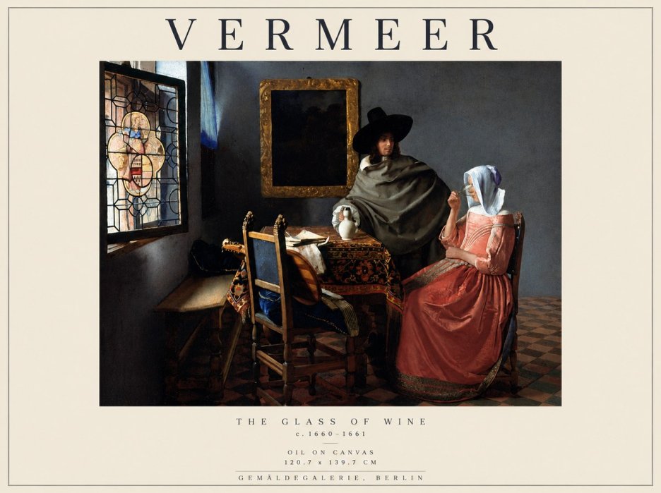 Vermeer The Glass of Wine No5 - Juliste
