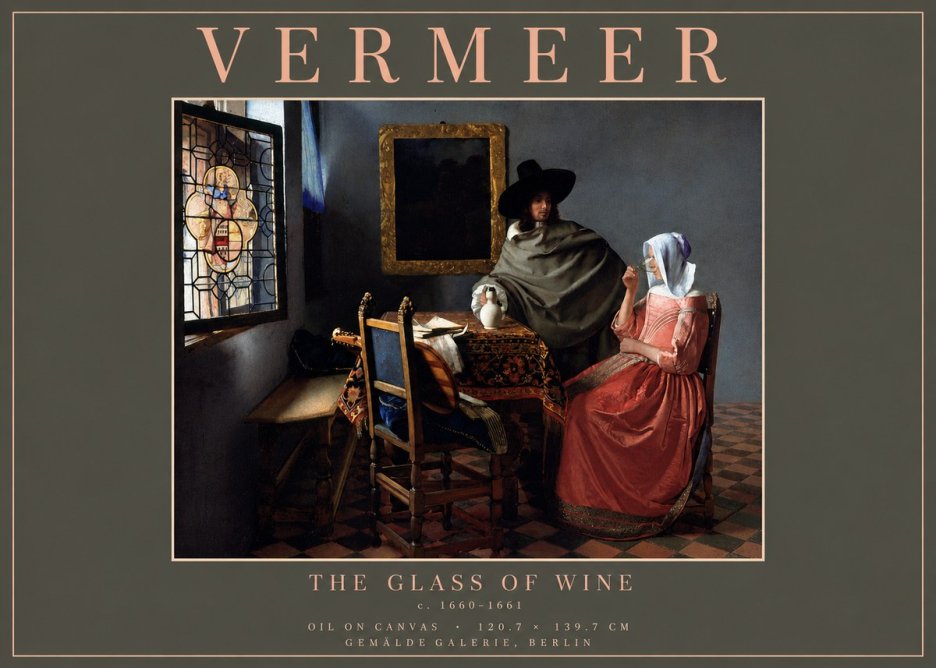 Vermeer The Glass of Wine No6 - Juliste