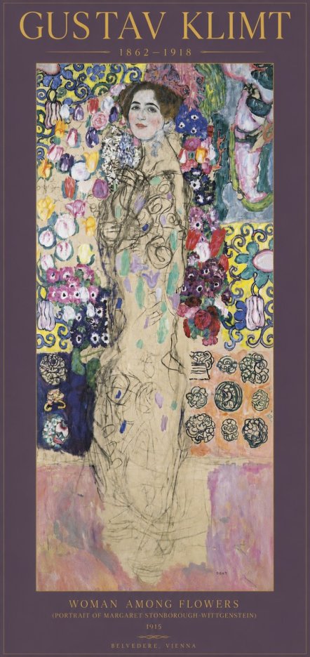 Klimt Woman Among Flowers No2 - Juliste