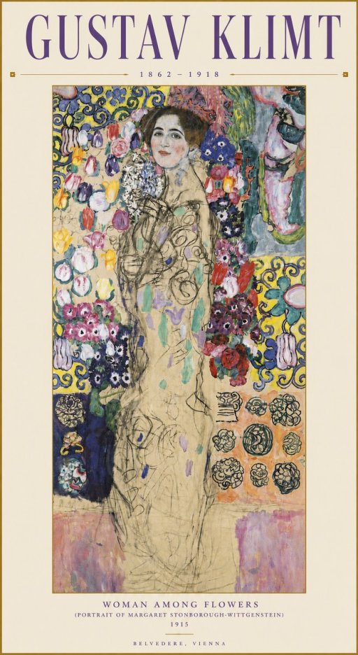 Klimt Woman Among Flowers No3 - Juliste