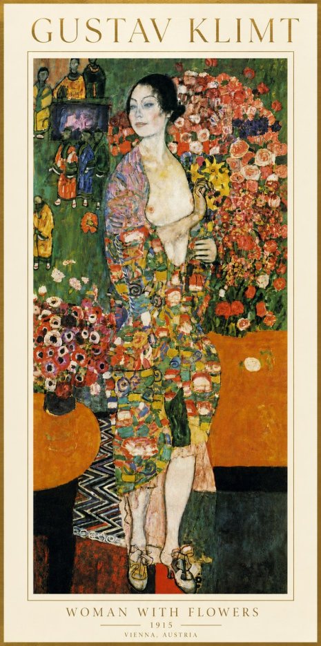 Klimt Woman with Flowers No4 - Juliste