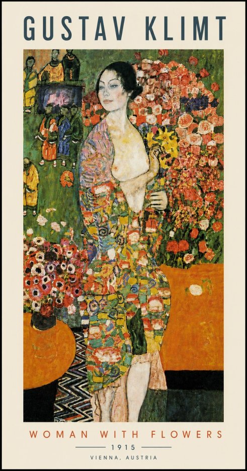 Klimt Woman with Flowers No5 - Juliste