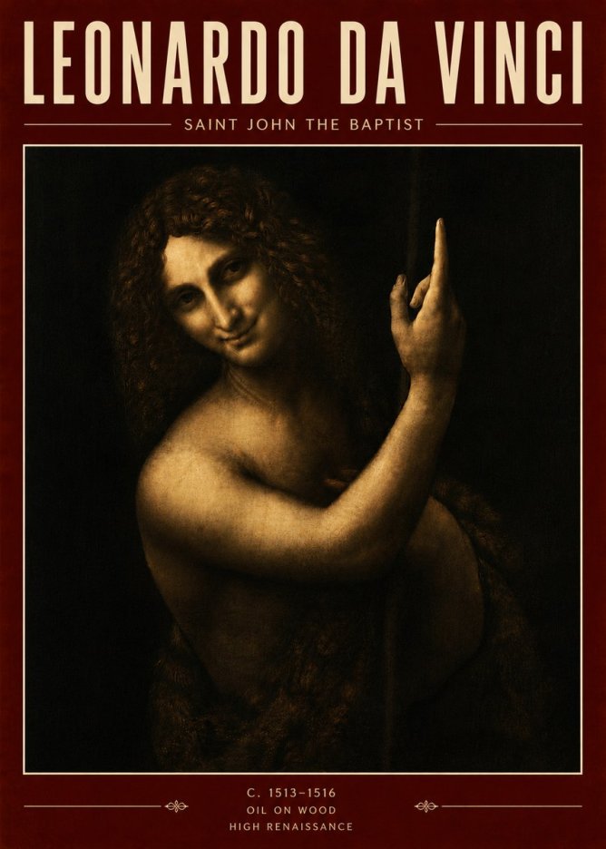 Leonardo da Vinci Saint John the Baptist No5 - Juliste
