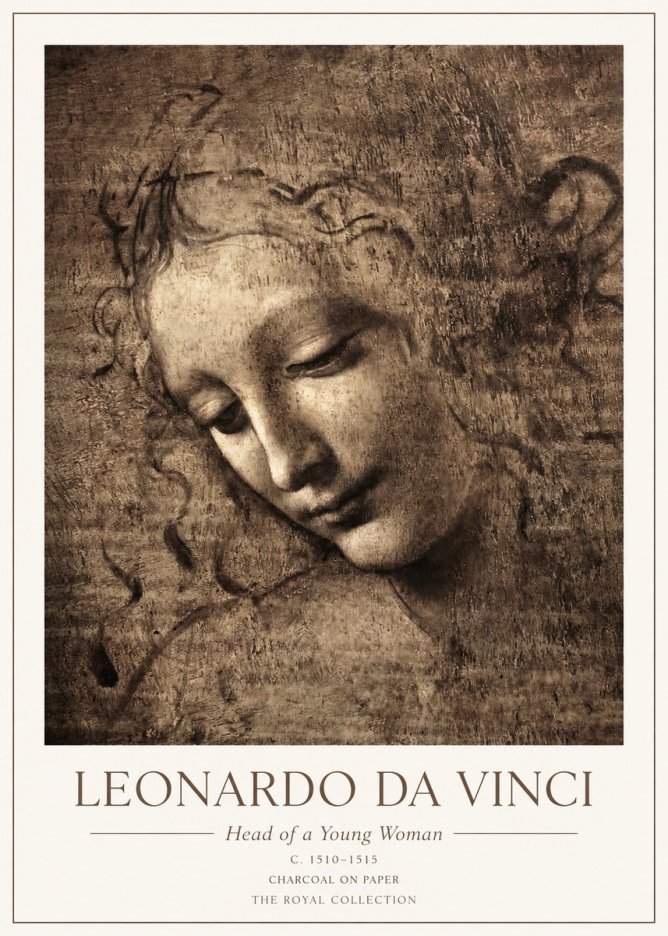 Leonardo da Vinci Head of a Young Woman II No1 - Juliste