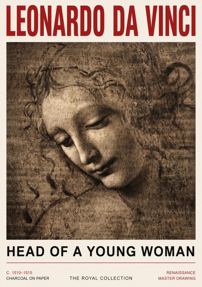 Leonardo da Vinci Head of a Young Woman II No5 - Juliste