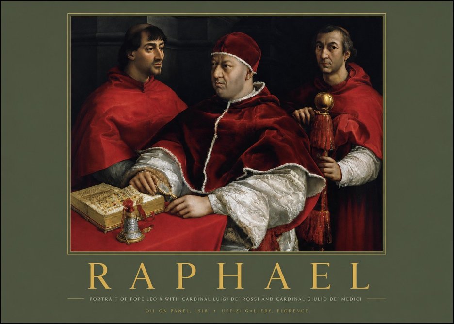 Raphael Portrait of Pope Leo X with Cardinal Luigi De' Rossi and Cardinal Giulio De' Medici No2 - Juliste