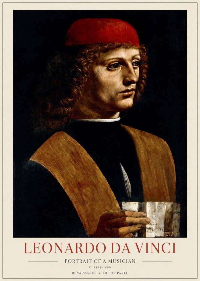Leonardo da Vinci Portrait of a Musician No1 - Juliste