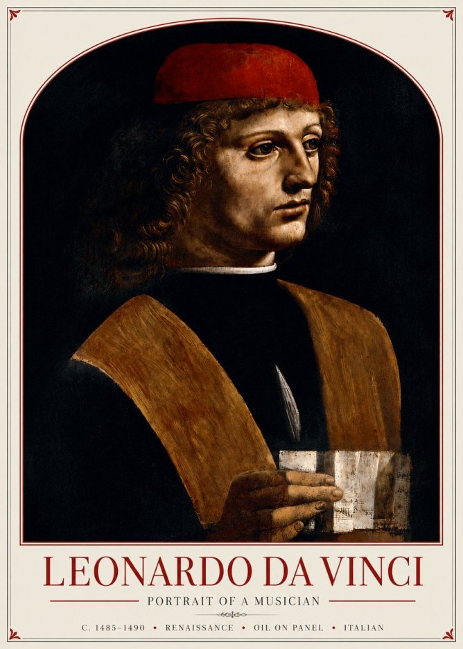 Leonardo da Vinci Portrait of a Musician No3 - Juliste