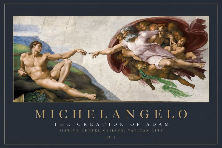 Michelangelo The Creation of Adam No2 - Juliste
