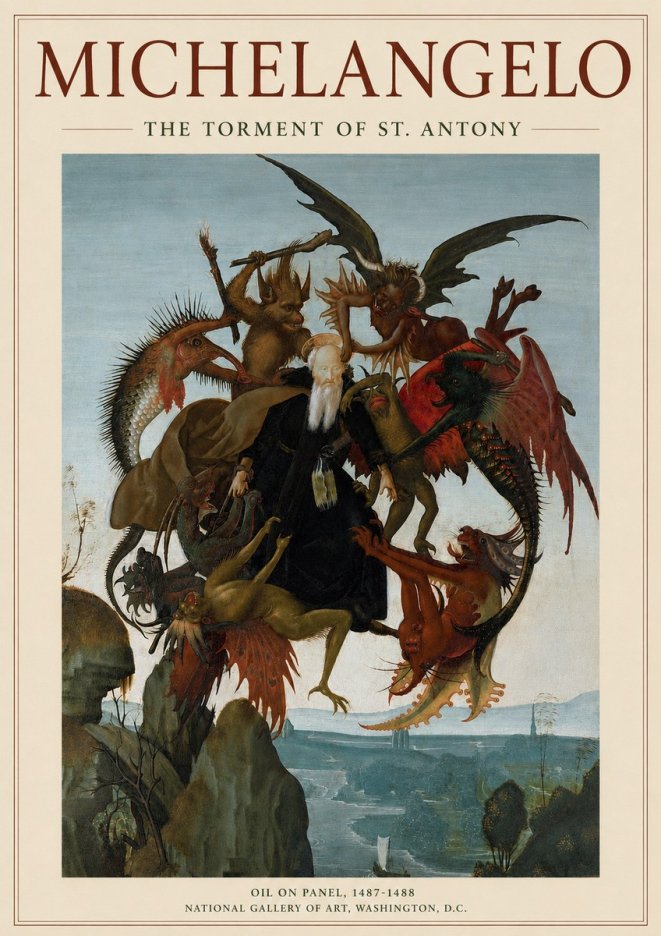 Michelangelo The Torment of St. Antony No3 - Juliste