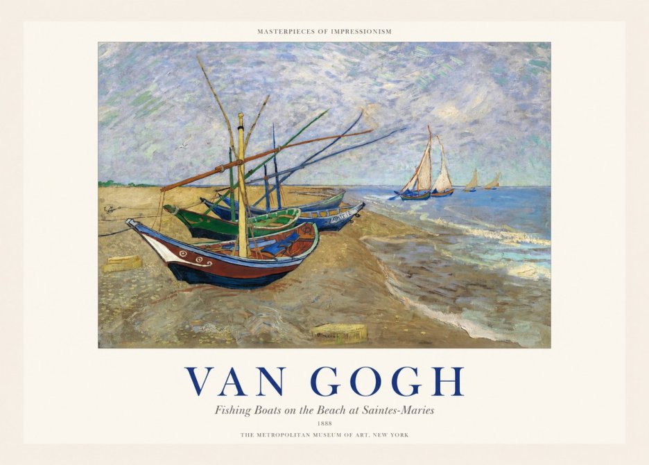 Van Gogh Fishing Boats on the Beach at Saintes-maries No1 - Juliste