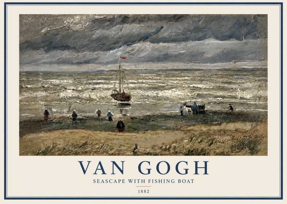 Van Gogh Seascape with Fishing Boat No2 - Juliste