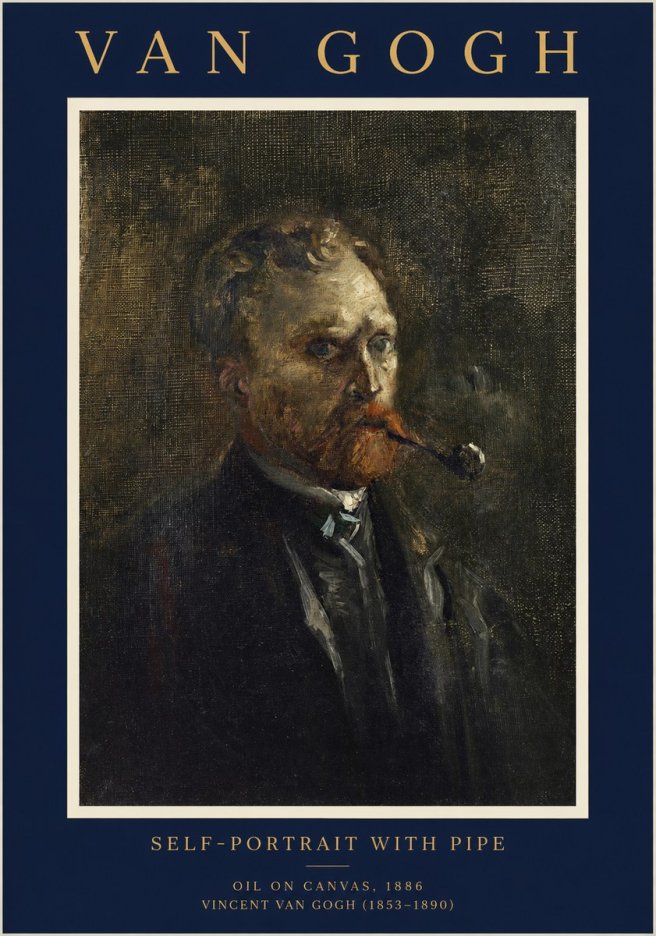 Van Gogh Self-portrait with Pipe No1 - Juliste