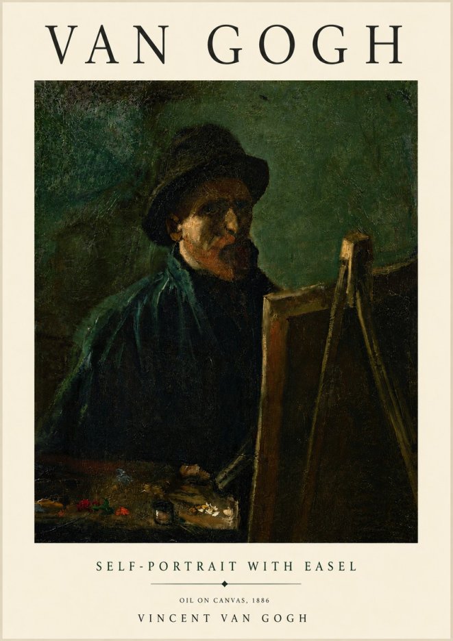 Van Gogh Self-portrait with Easel II No3 - Juliste