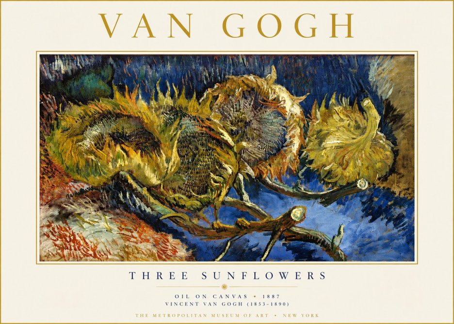Van Gogh Three Sunflowers No3 - Juliste