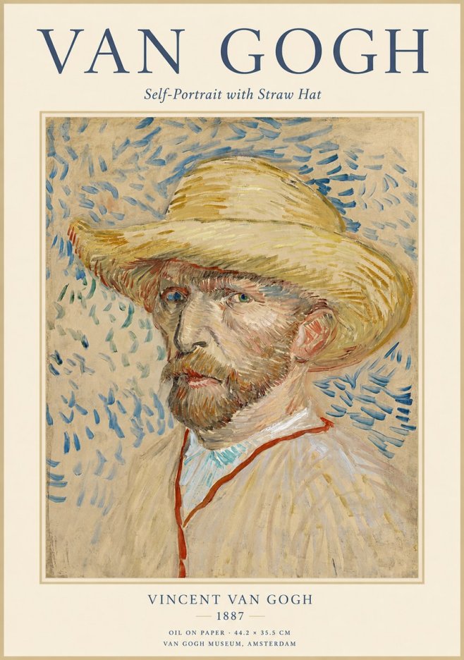 Van Gogh Self-portrait with Straw Hat II No1 - Juliste