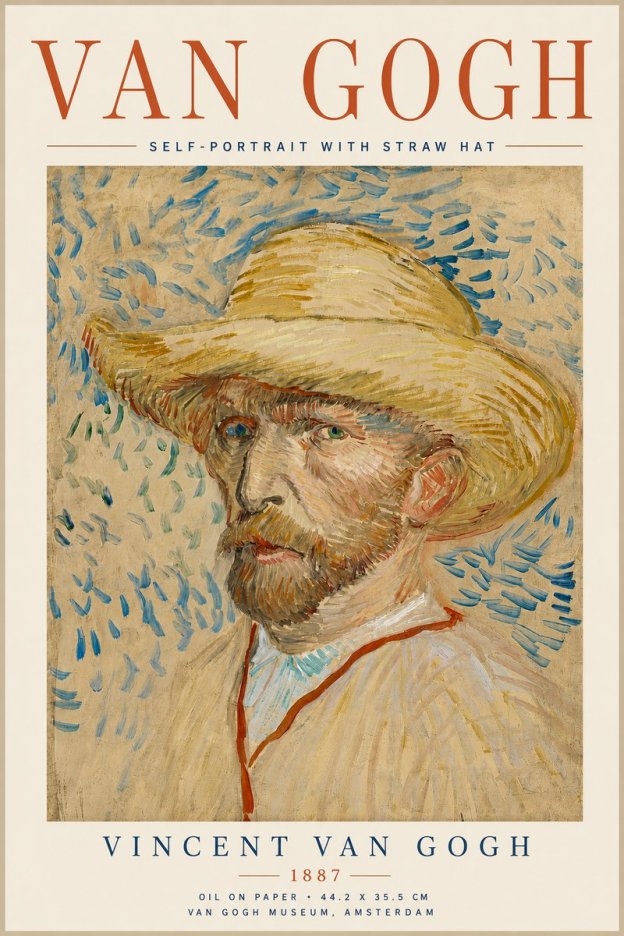 Van Gogh Self-portrait with Straw Hat II No6 - Juliste
