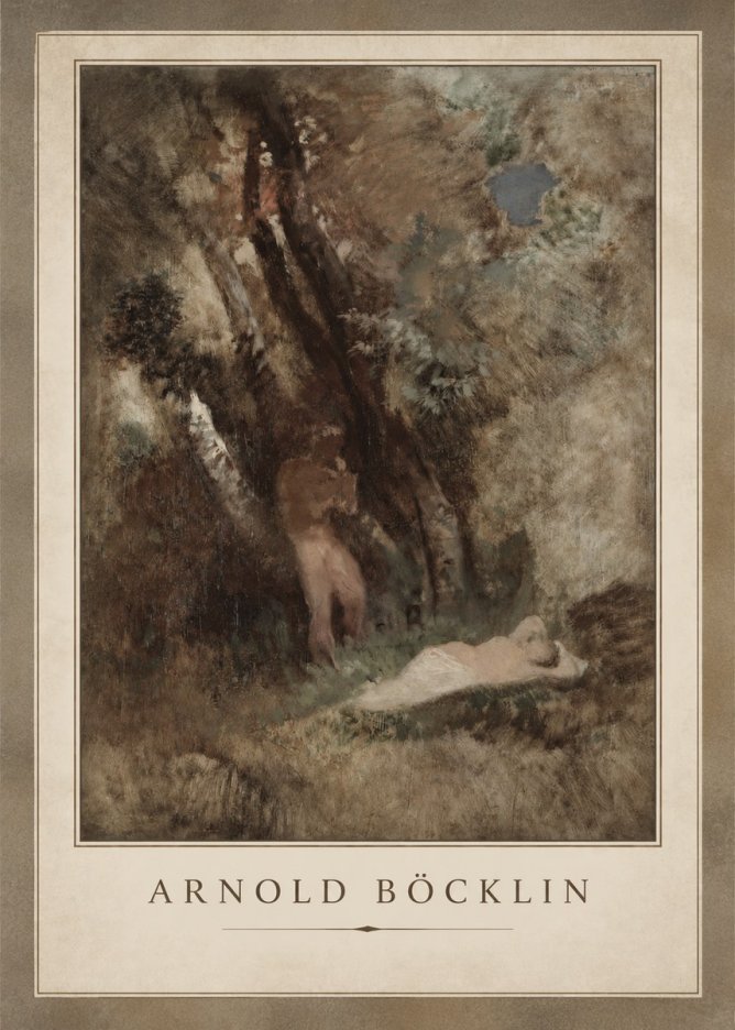 Arnold Böcklin Pan Frightening a Nymph No2 - Juliste