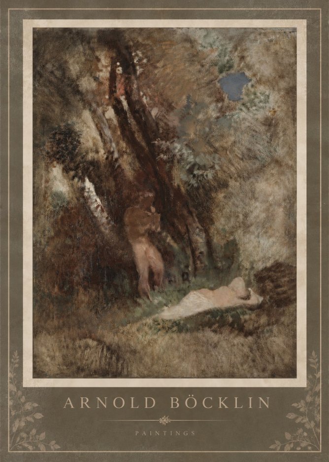 Arnold Böcklin Pan Frightening a Nymph No4 - Juliste