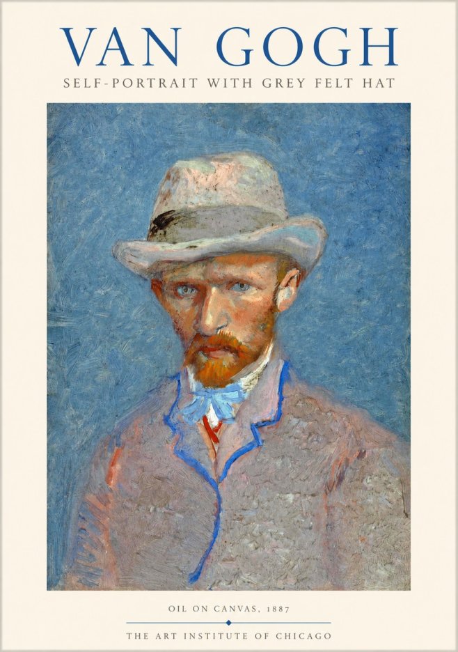 Van Gogh Self-portrait with Grey Felt Hat II No1 - Juliste