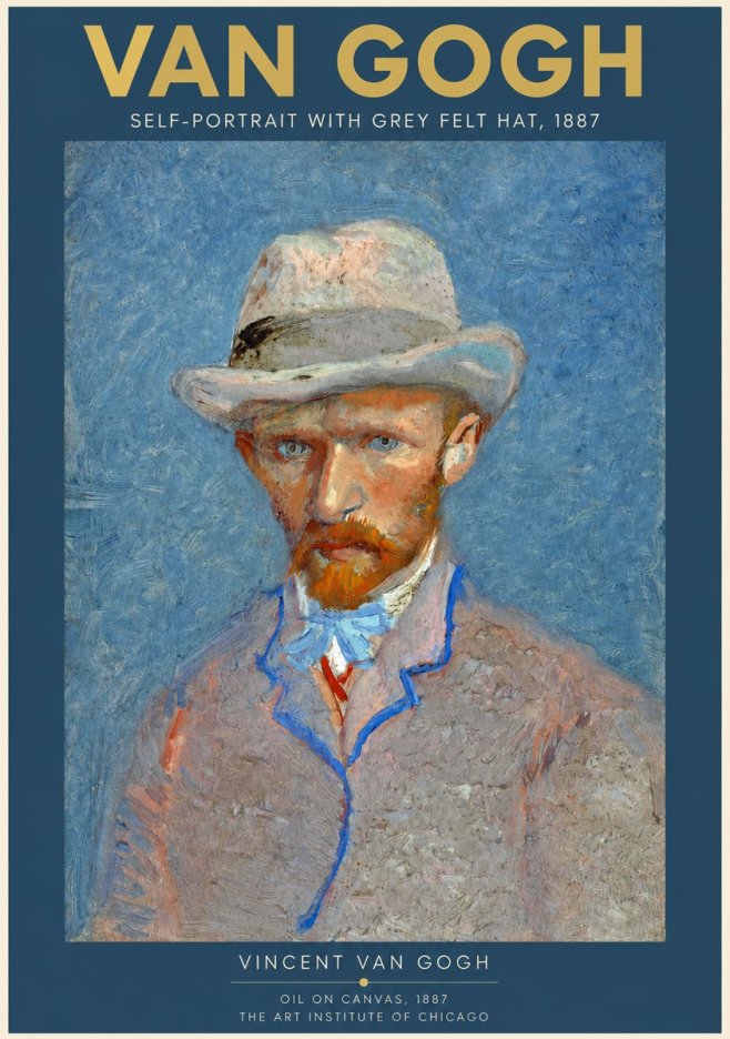 Van Gogh Self-portrait with Grey Felt Hat II No2 - Juliste