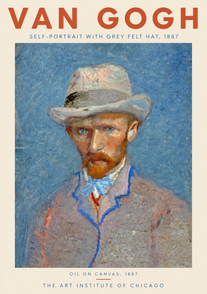 Van Gogh Self-portrait with Grey Felt Hat II No3 - Juliste