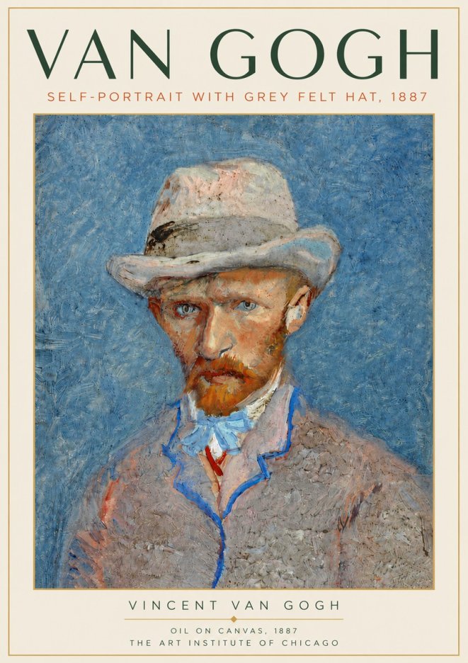 Van Gogh Self-portrait with Grey Felt Hat II No5 - Juliste
