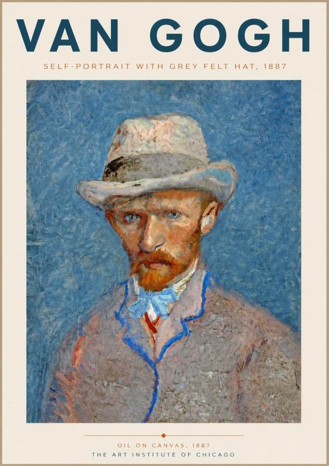 Van Gogh Self-portrait with Grey Felt Hat II No6 - Juliste