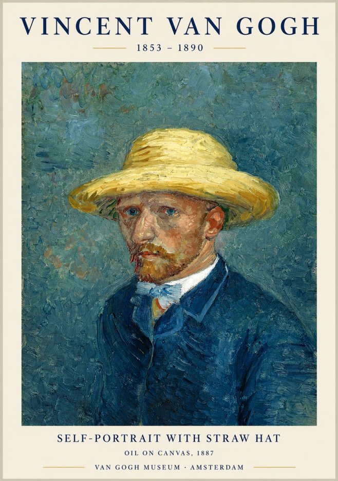 Van Gogh Self-portrait with Straw Hat III No1 - Juliste
