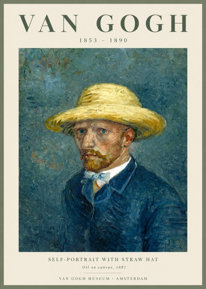 Van Gogh Self-portrait with Straw Hat III No2 - Juliste